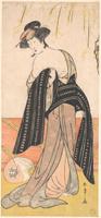 « L'acteur Nakamura Riko dans le rôle d'une oiran (courtisane) liant son obi », par l'artiste japonais Katsukawa Shunsho (autour de 1779) - Crédits : The Francis Lathrop Collection, Purchase, Frederick C. Hewitt Fund, 1911/The Metropolitan Museum of Art, 