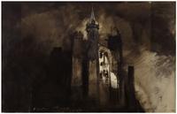 Paysage obscur (« Le Burg dans l'orage », dessin de Victor Hugo ) - Crédits : Paris Musées/Maisons de Victor Hugo, Paris-Guernesey
