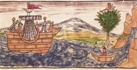 « Un observateur de Montezumo annonce l'arrivée des Espagnols », aquarelle de Diego Duran (1579) - Crédits : BIS/Ph. Gianni Dagli Orti Archives Bordas